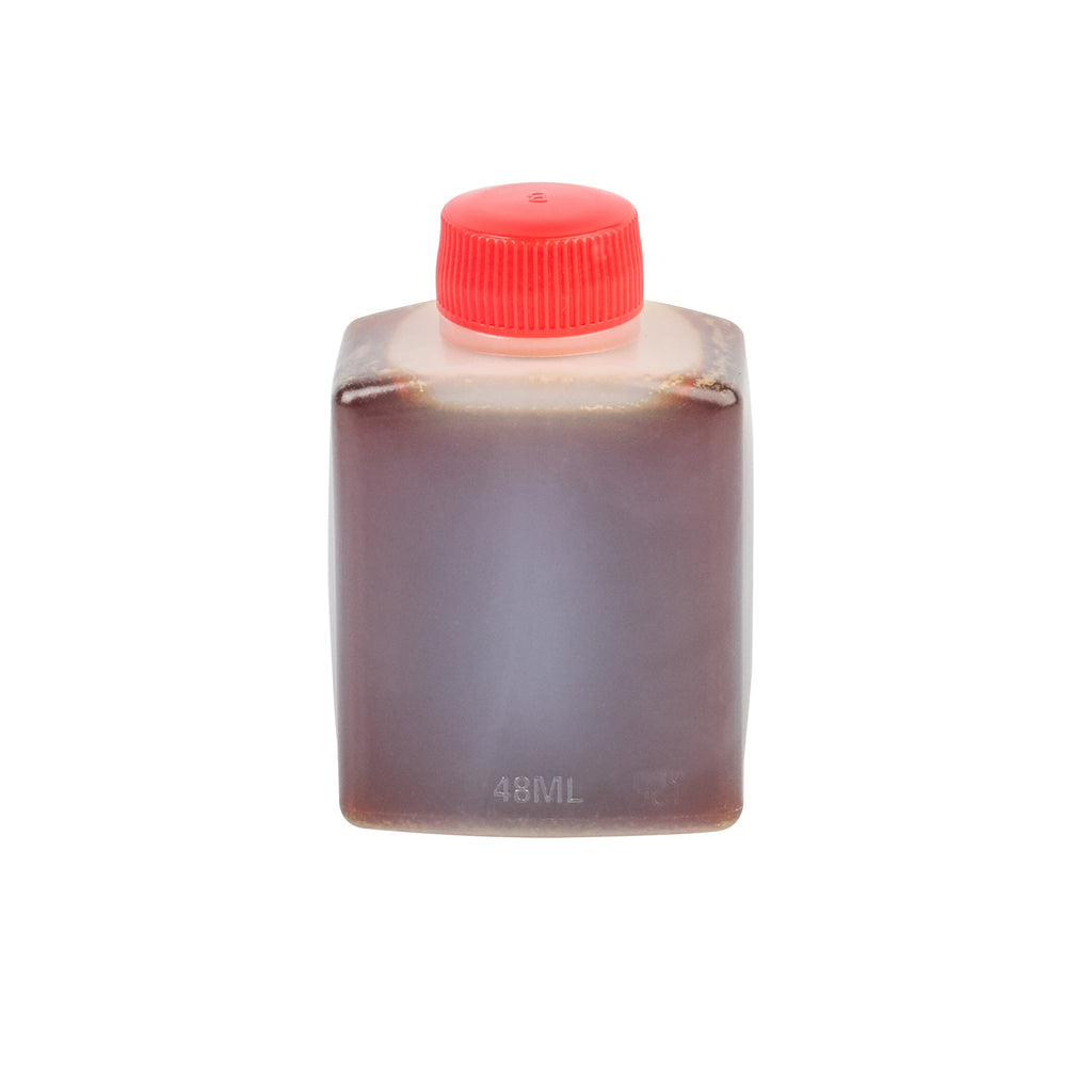 Bento Tek 2 oz Translucent Plastic Soy Sauce Bottle - with Red Cap - 1 1/2" x 1" x 2 1/2" - 100 count box