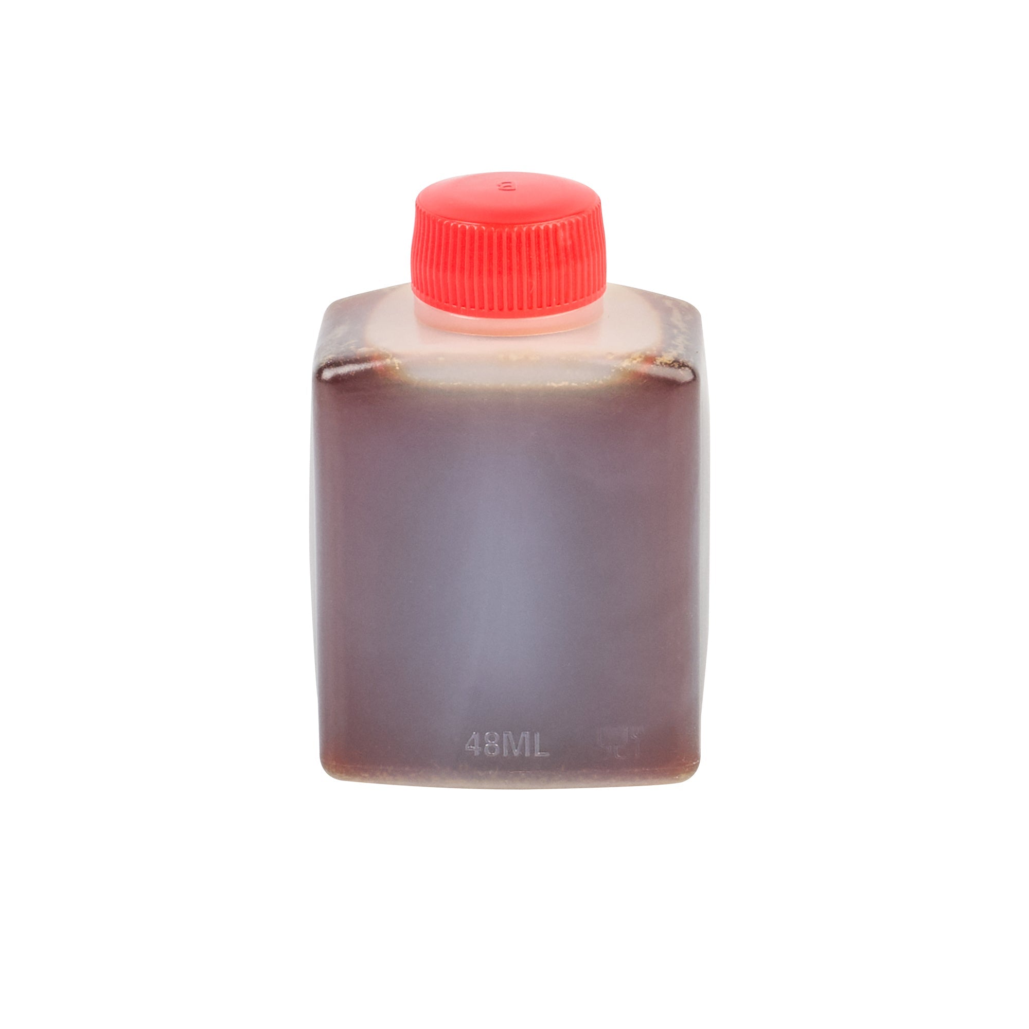 Bento Tek 2 oz Translucent Plastic Soy Sauce Bottle - with Red Cap - 1 1/2" x 1" x 2 1/2" - 100 count box