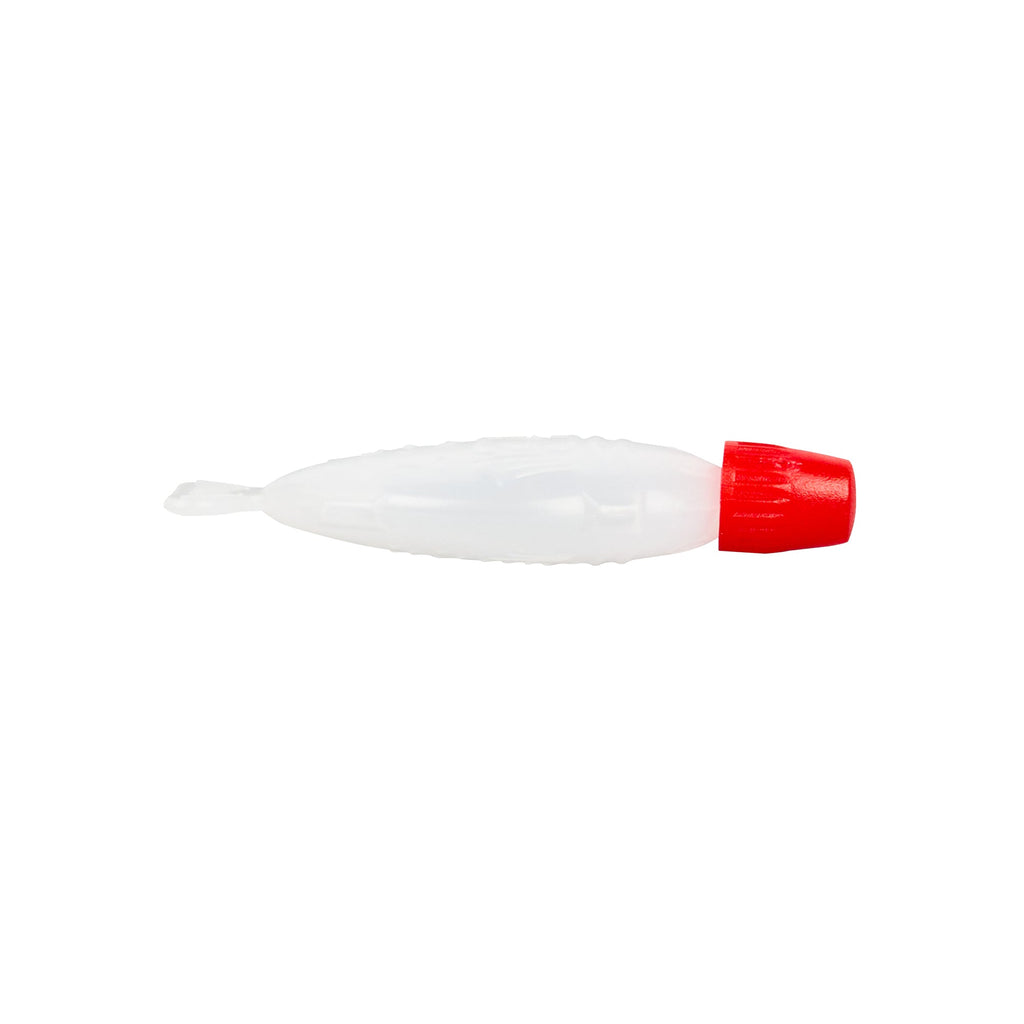 Bento Tek 3 mL Translucent Plastic Fish Soy Sauce Bottle - with Red Cap - 2 1/4" x 1/2" x 1" - 100 count box
