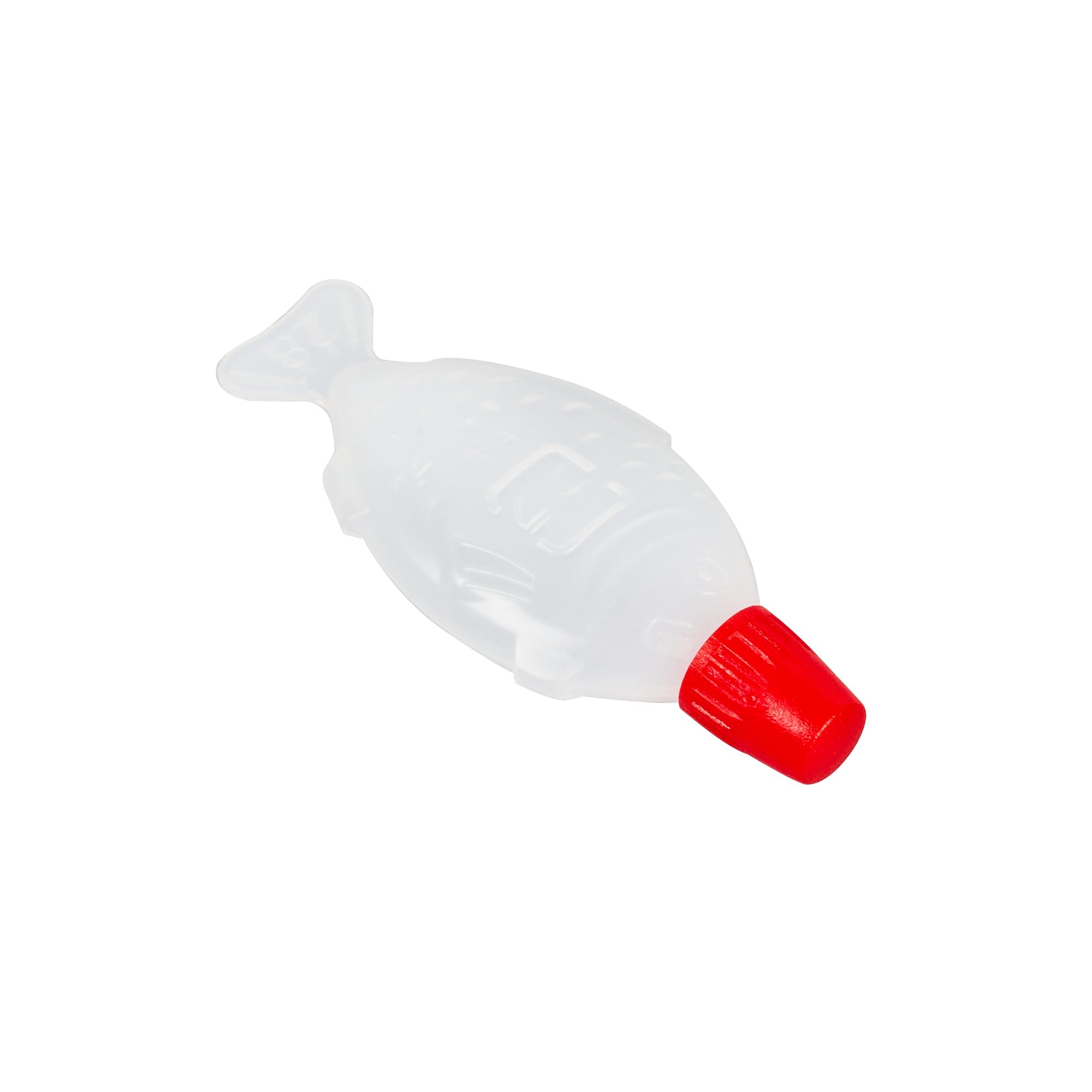 Bento Tek 3 mL Translucent Plastic Fish Soy Sauce Bottle - with Red Cap - 2 1/4" x 1/2" x 1" - 1000 count box