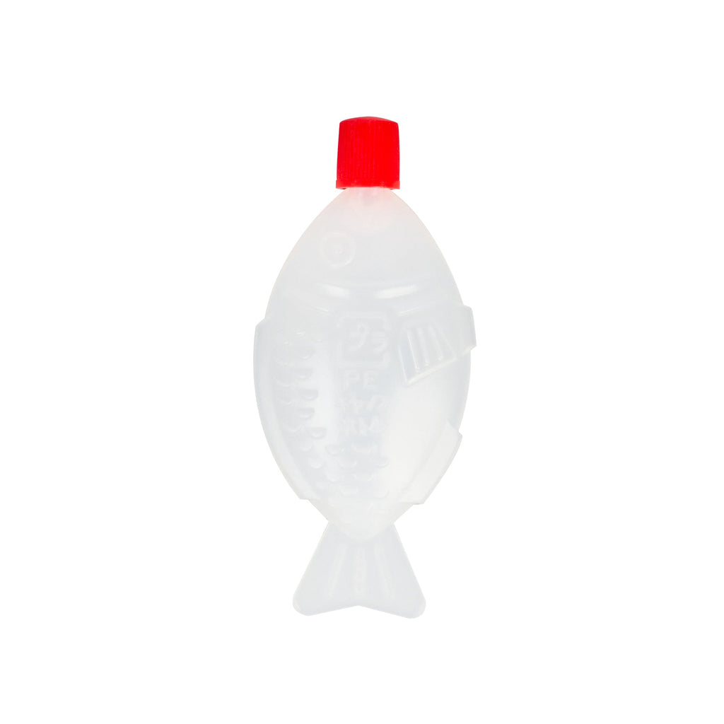 Bento Tek 8 mL Translucent Plastic Fish Soy Sauce Bottle - with Red Cap - 3" x 1/2" x 1 1/4" - 100 count box