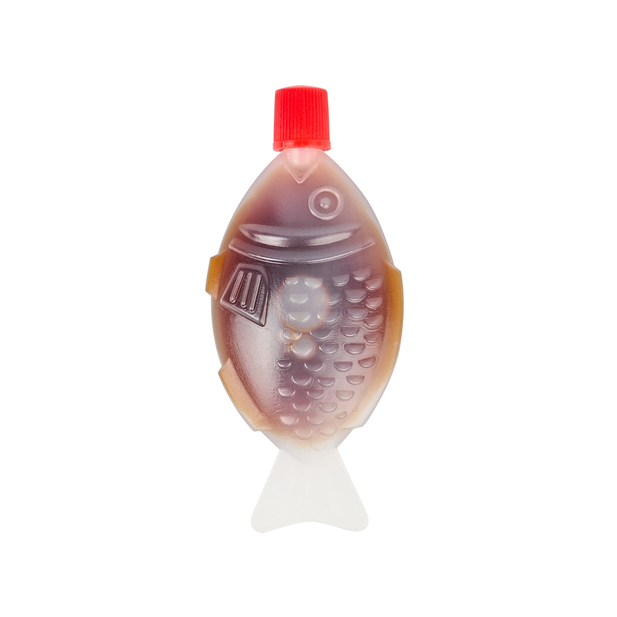 Bento Tek 8 mL Translucent Plastic Fish Soy Sauce Bottle - with Red Cap - 3" x 1/2" x 1 1/4" - 100 count box