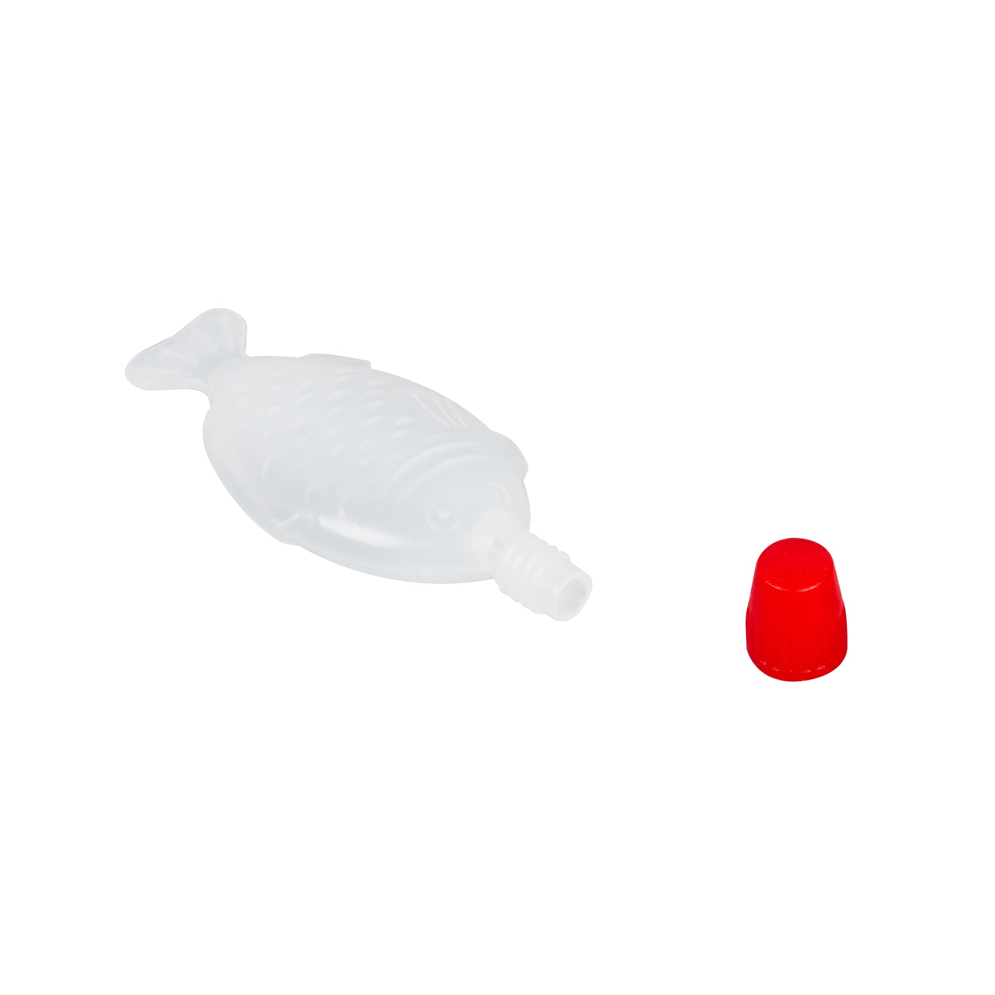 Bento Tek 8 mL Translucent Plastic Fish Soy Sauce Bottle - with Red Cap - 3" x 1/2" x 1 1/4" - 100 count box