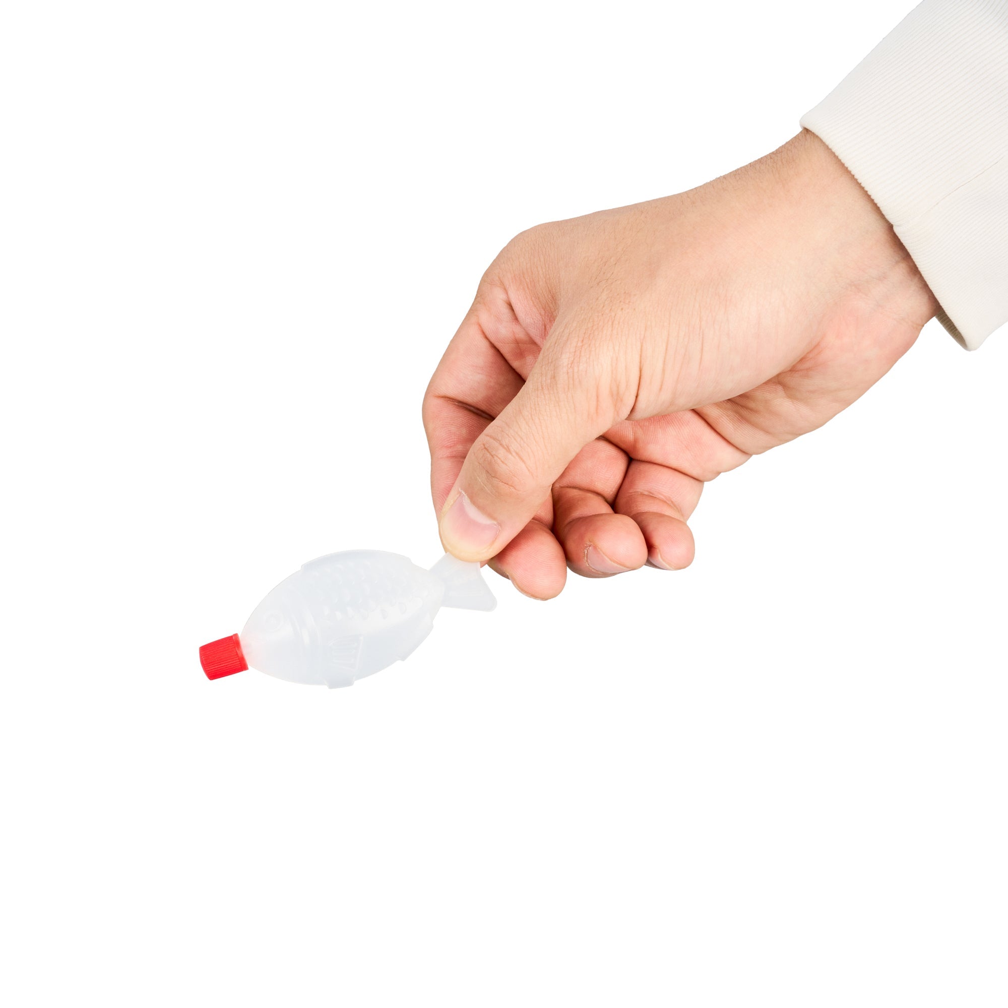Bento Tek 8 mL Translucent Plastic Fish Soy Sauce Bottle - with Red Cap - 3" x 1/2" x 1 1/4" - 1000 count box