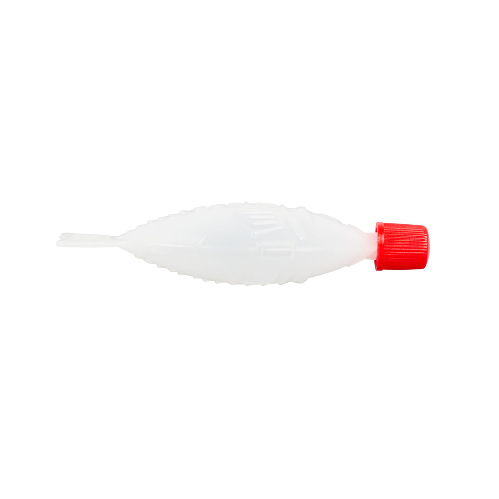 Bento Tek 8 mL Translucent Plastic Fish Soy Sauce Bottle - with Red Cap - 3" x 1/2" x 1 1/4" - 1000 count box