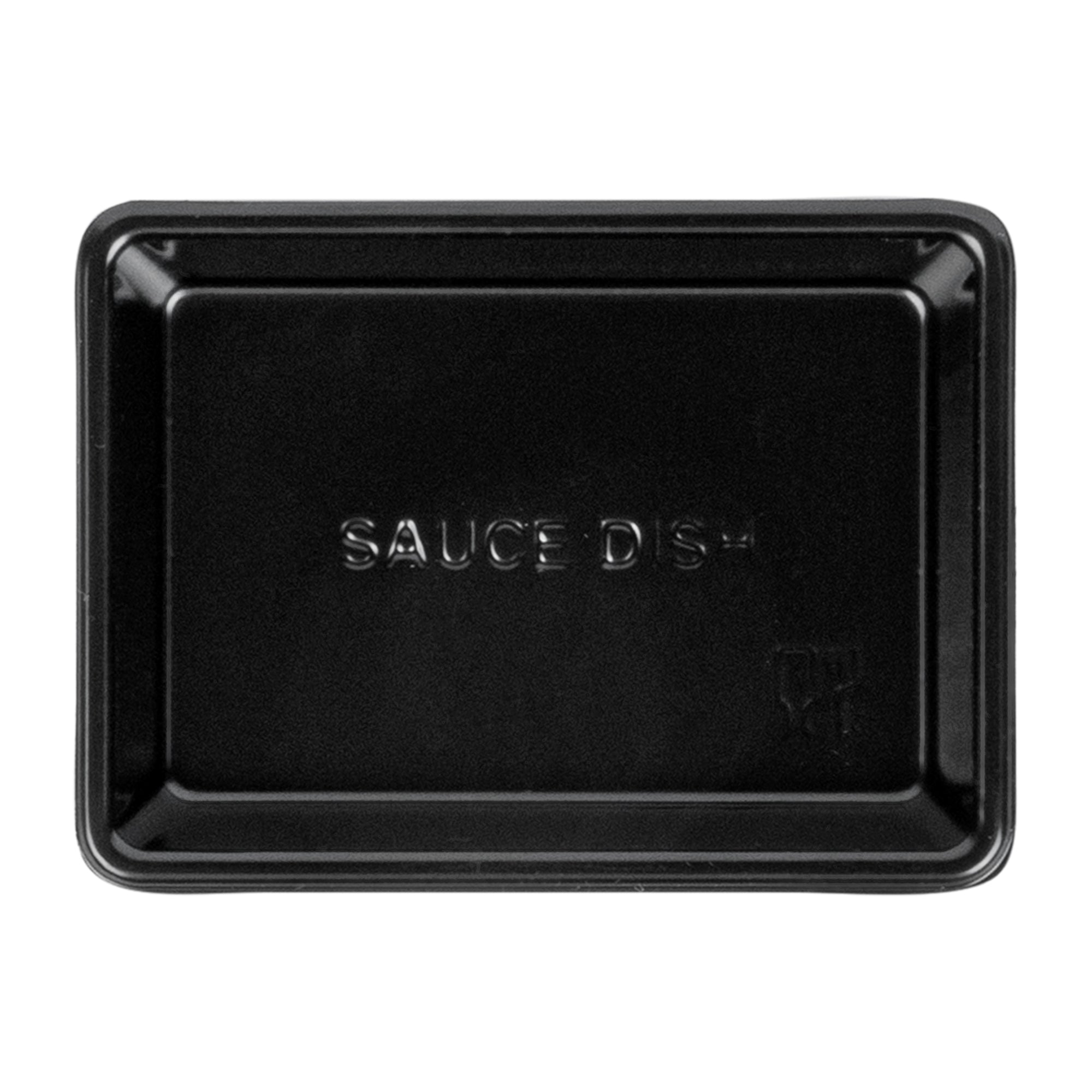 Bento Tek 1 oz Rectangle Black Plastic Sauce Dish - 3" x 2 1/4" - 100 count box