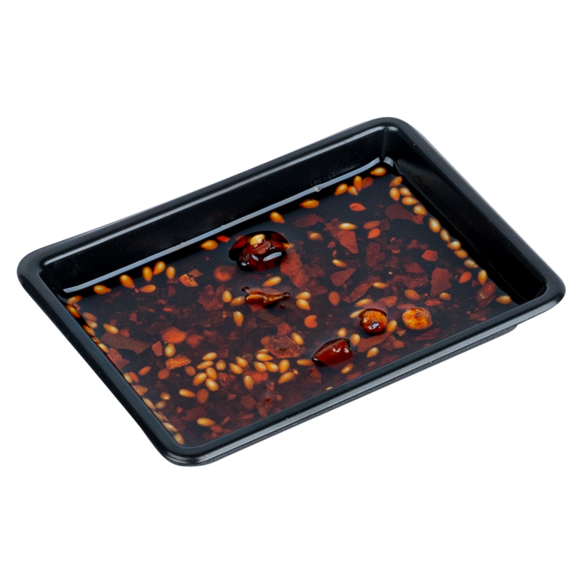Bento Tek 1 oz Rectangle Black Plastic Sauce Dish - 3" x 2 1/4" - 1000 count box
