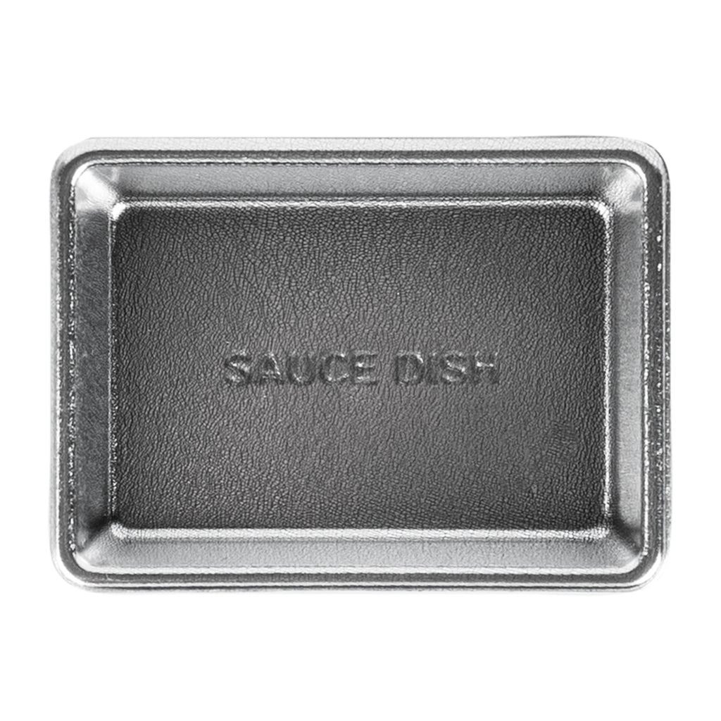 Bento Tek 1 oz Rectangle Silver Plastic Sauce Dish - 3" x 2 1/4" - 100 count box