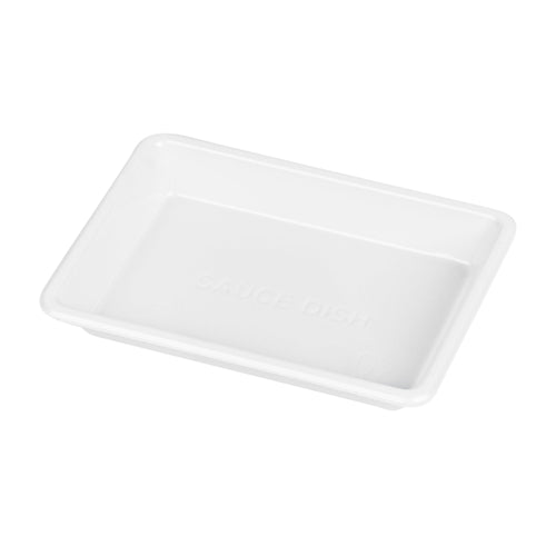 Bento Tek 1 oz Rectangle White Plastic Sauce Dish - 3" x 2 1/4" - 1000 count box