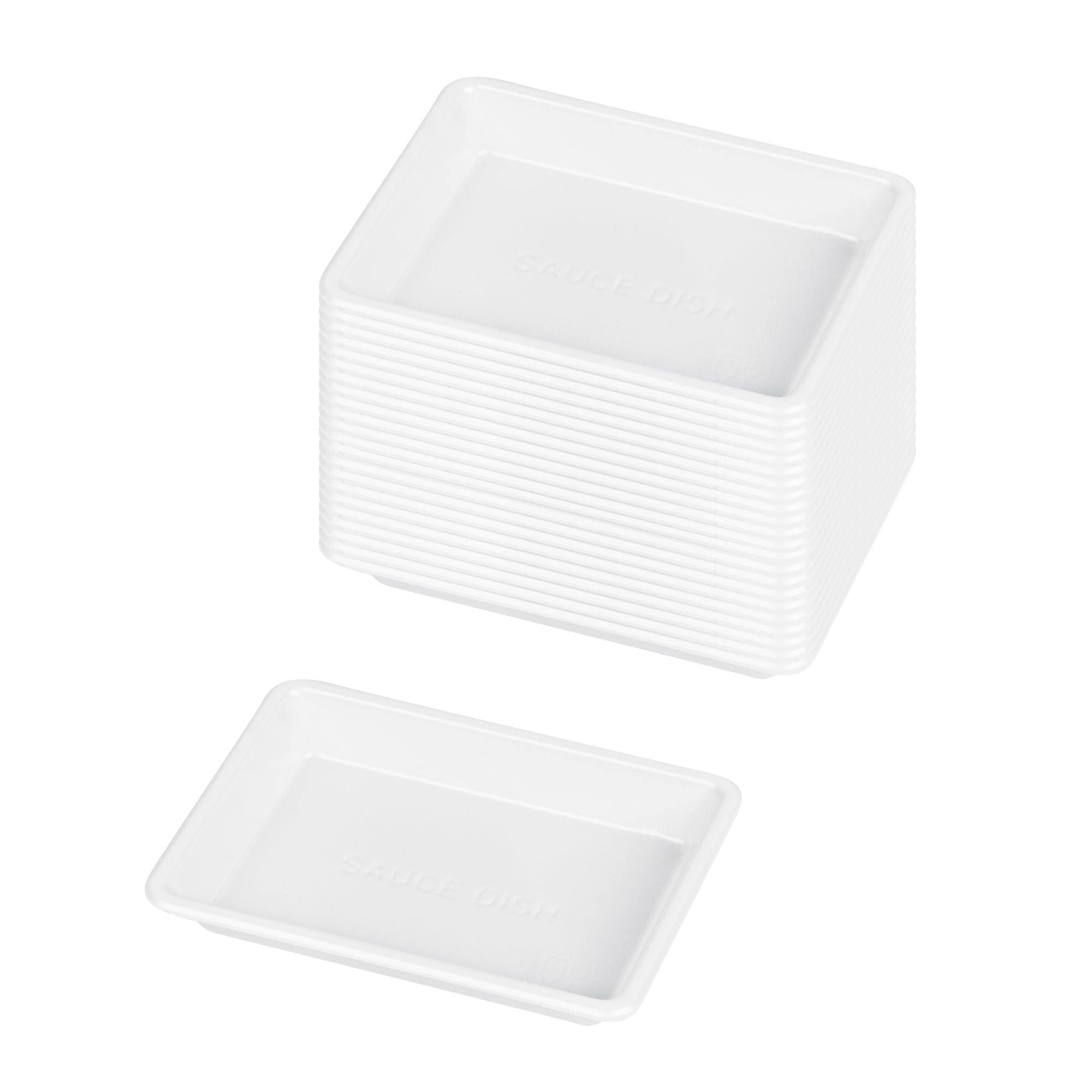 Bento Tek 1 oz Rectangle White Plastic Sauce Dish - 3" x 2 1/4" - 100 count box