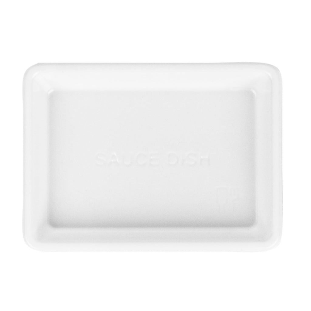 Bento Tek 1 oz Rectangle White Plastic Sauce Dish - 3" x 2 1/4" - 100 count box