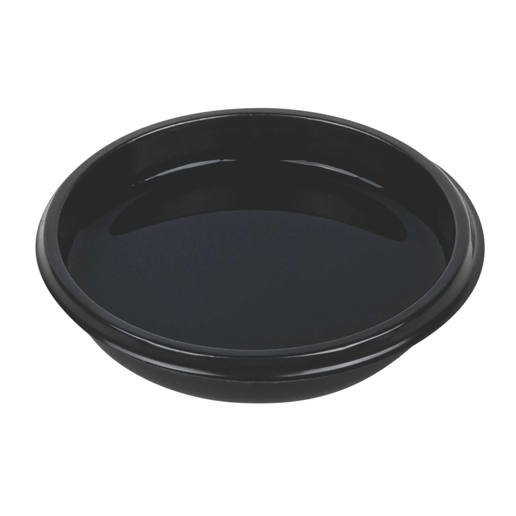 Bento Tek 2 oz Round Black Plastic Sauce Dish - 3" x 3" x 3/4" - 100 count box