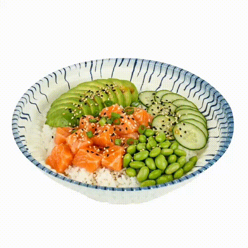 Bento Tek 10 oz Round White and Blue Plastic Asian Style Bowl - 6 1/2" x 6 1/2" x 1 3/4" - 400 count box