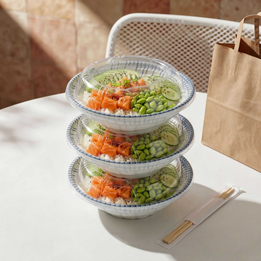 Bento Tek Round Clear Plastic Lid - Fits 10 oz Asian Style Bowl - 6 3/4'' x 6 3/4'' x 1 1/4'' - 400 count box