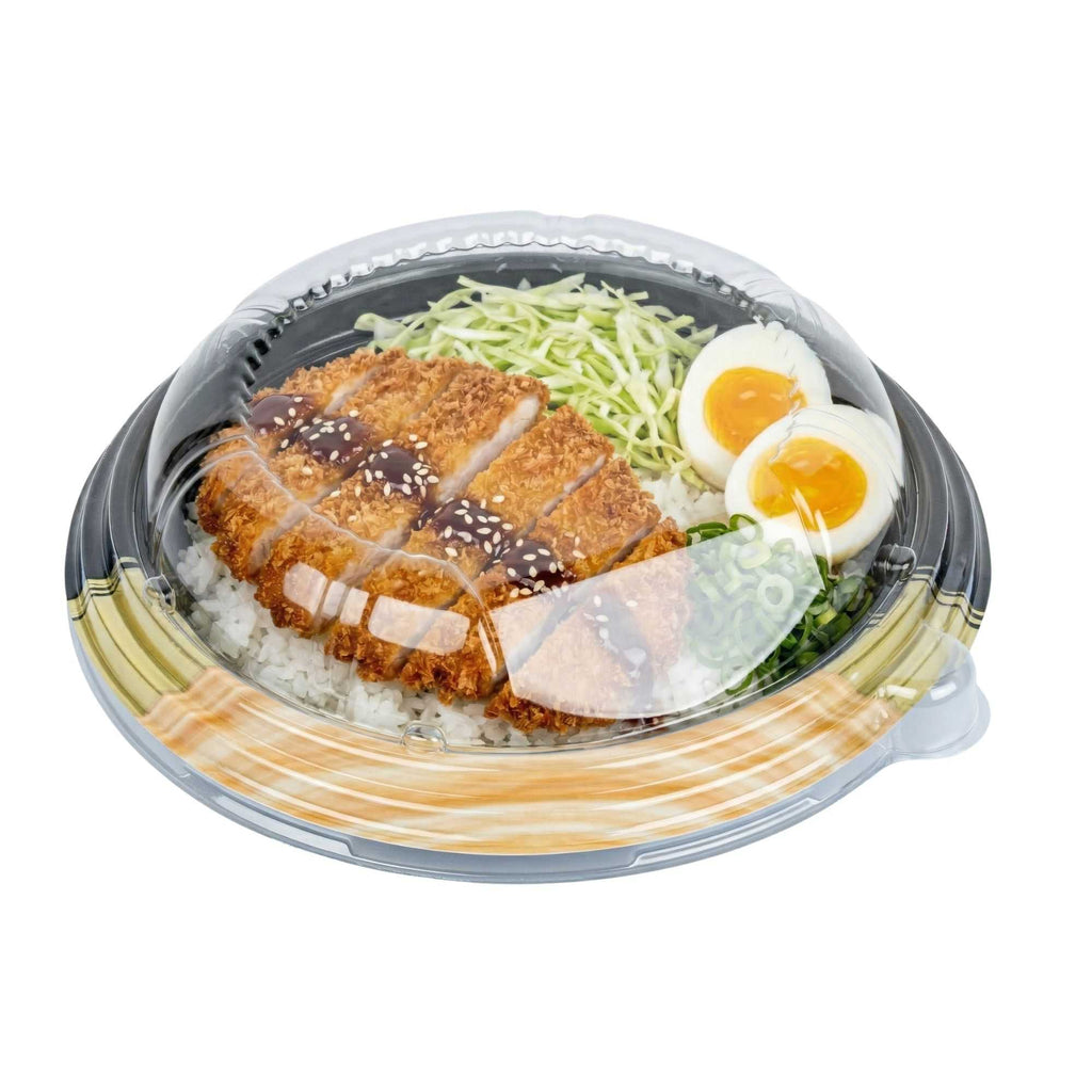 Bento Tek Round Clear Plastic Lid - Fits 14 oz Asian Style Bowl - 7 1/4'' x 7 1/4'' x 1 3/4'' - 100 count box