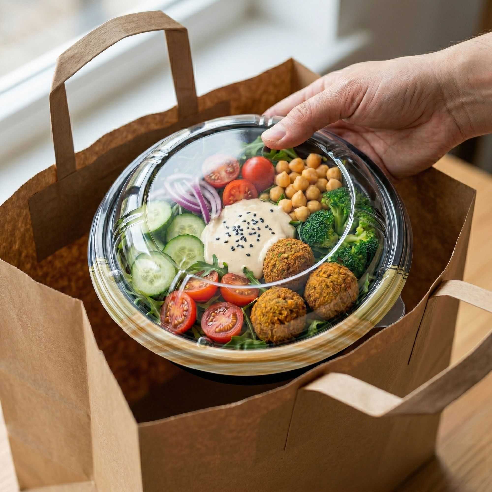 Bento Tek Round Clear Plastic Lid - Fits 14 oz Asian Style Bowl - 7 1/4'' x 7 1/4'' x 1 3/4'' - 100 count box