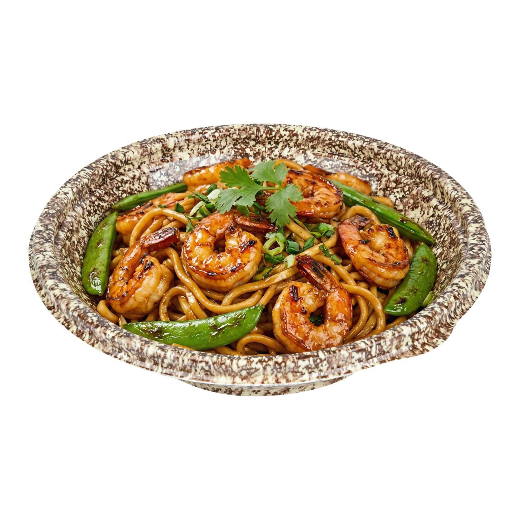 Bento Tek 10 oz Round Brown and White Plastic Asian Style Bowl - Microwavable - 6 3/4" x 6 3/4" x 1 1/2" - 100 count box
