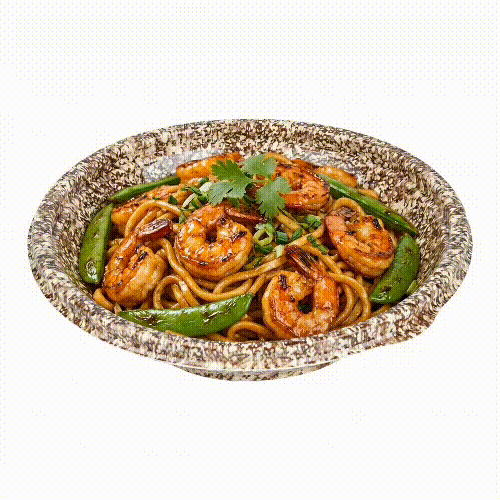 Bento Tek 10 oz Round Brown and White Plastic Asian Style Bowl - Microwavable - 6 3/4" x 6 3/4" x 1 1/2" - 400 count box