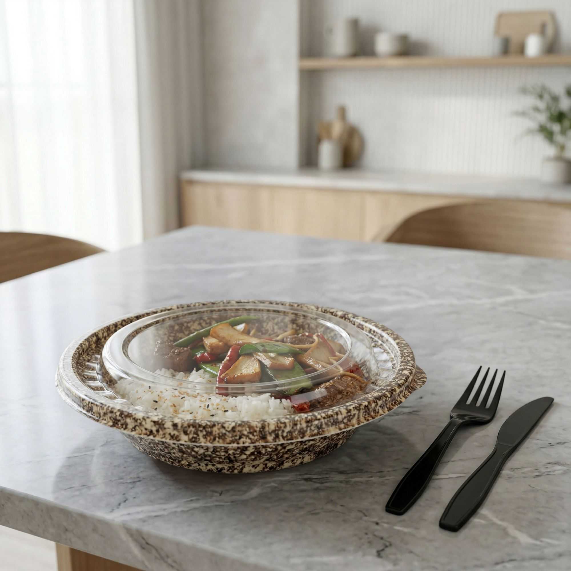Bento Tek Round Clear Plastic Lid - Fits 10 oz Asian Style Bowl - 7'' x 7'' - 100 count box