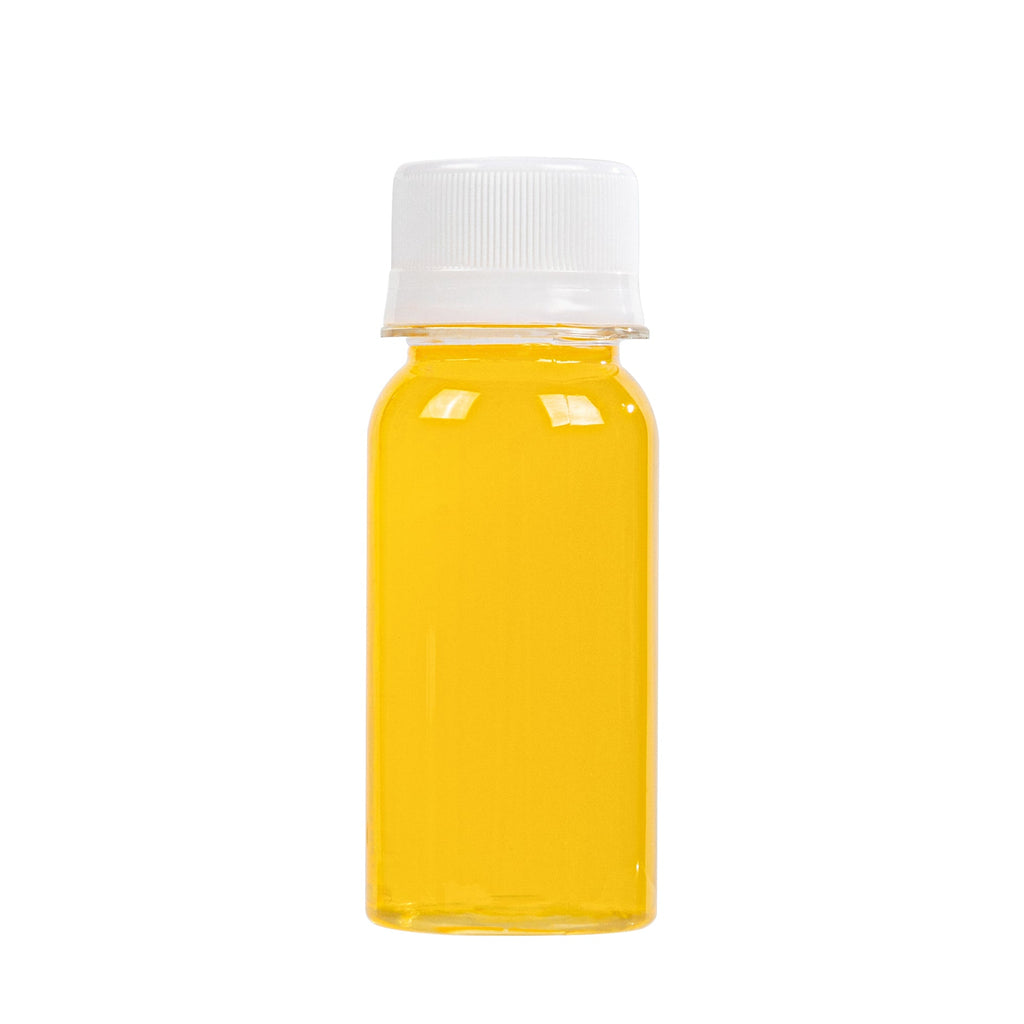 Bottle Tek 2 oz Clear Plastic Energy Shot Bottle - with Safety Cap - 1 1/2" x 1 1/2" x 3 3/4" - 100 count box
