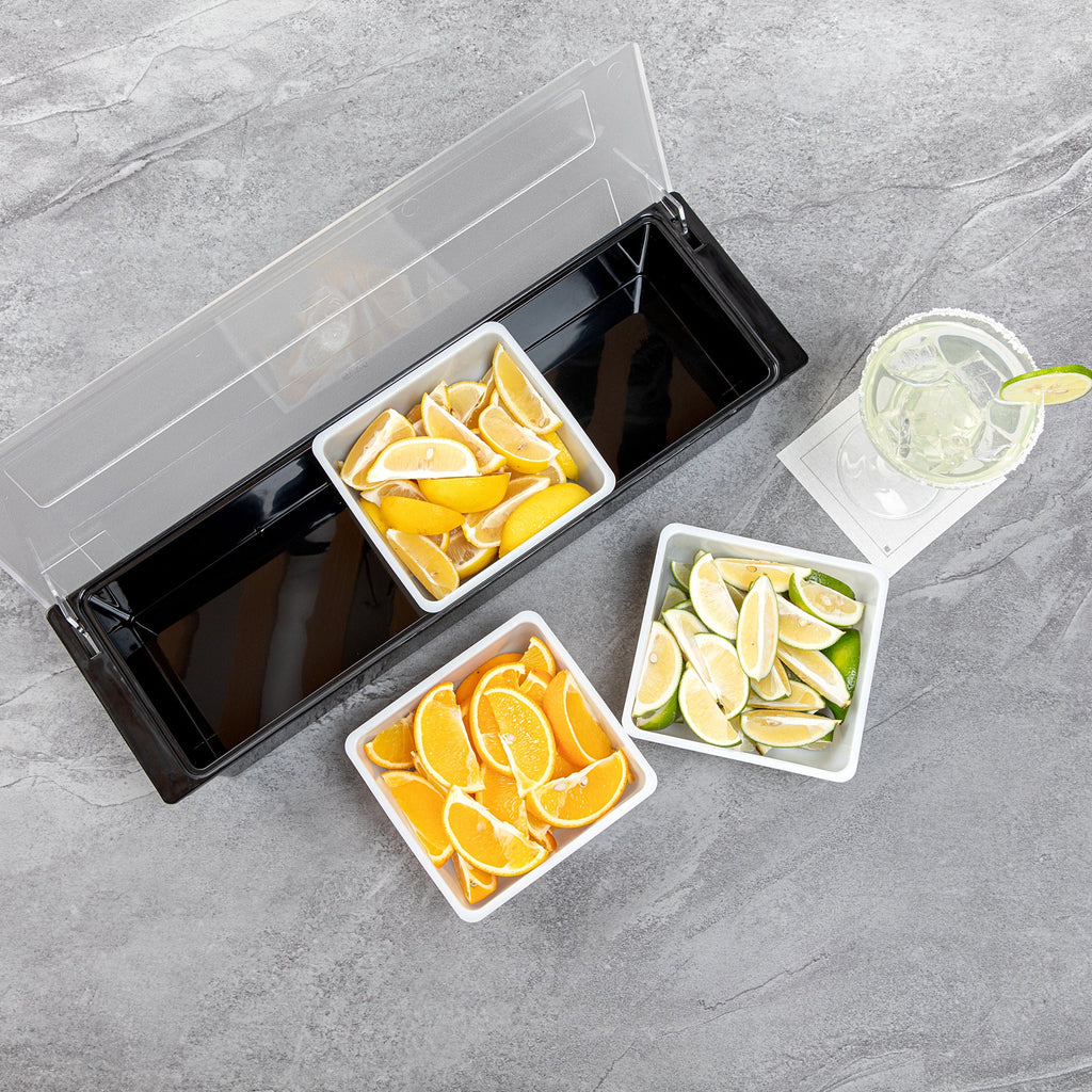 Bar Lux 1 Qt White Plastic Insert - Fits 3-Compartment Condiment Caddy - 1 count box