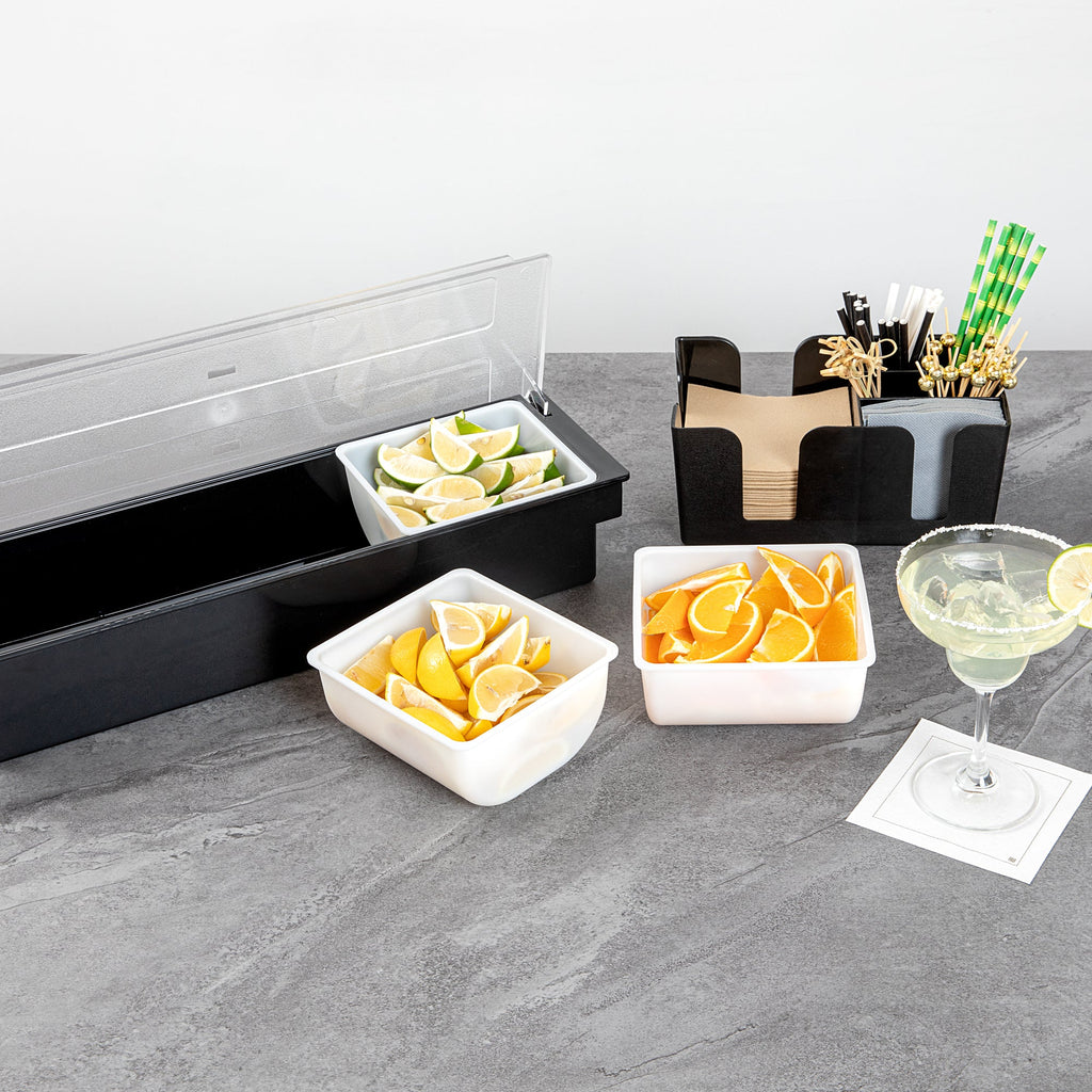 Bar Lux 1 Qt White Plastic Insert - Fits 3-Compartment Condiment Caddy - 1 count box