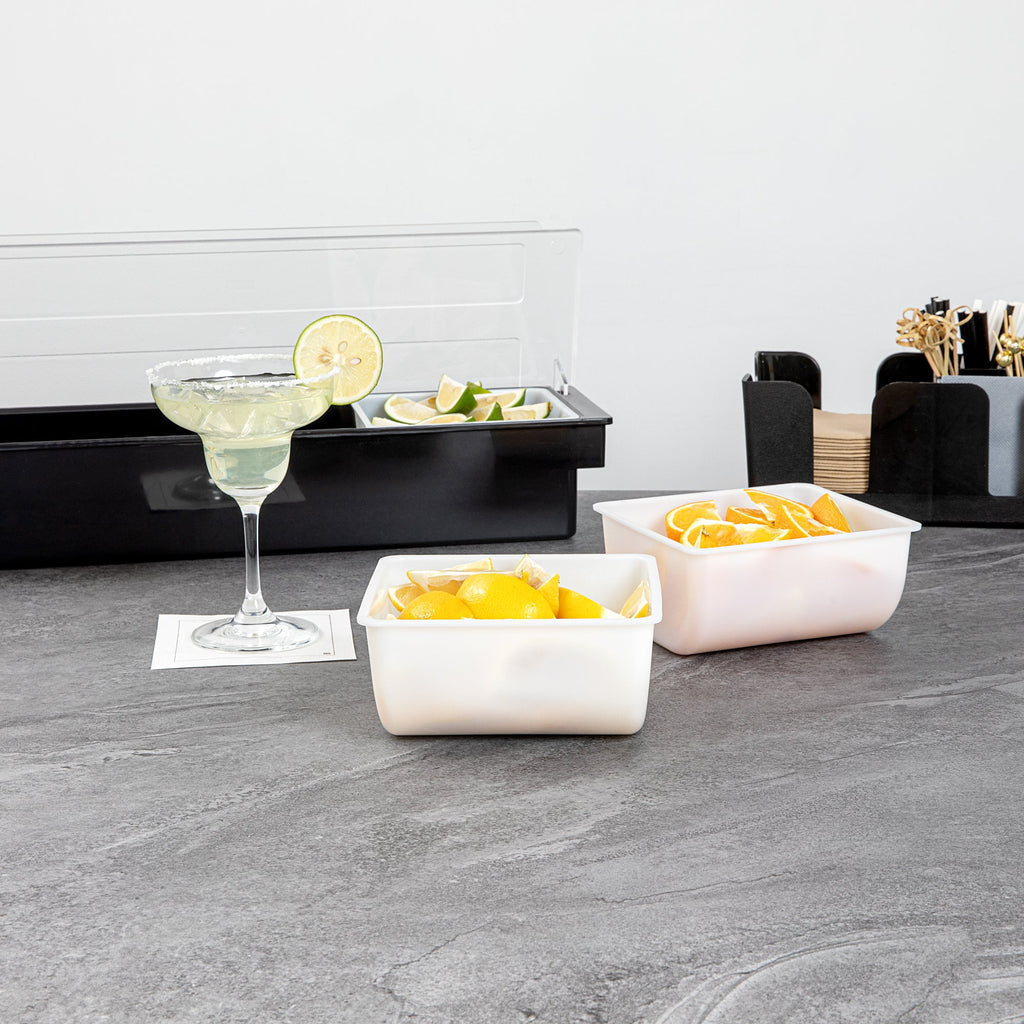 Bar Lux 1 Qt White Plastic Insert - Fits 3-Compartment Condiment Caddy - 3 count box