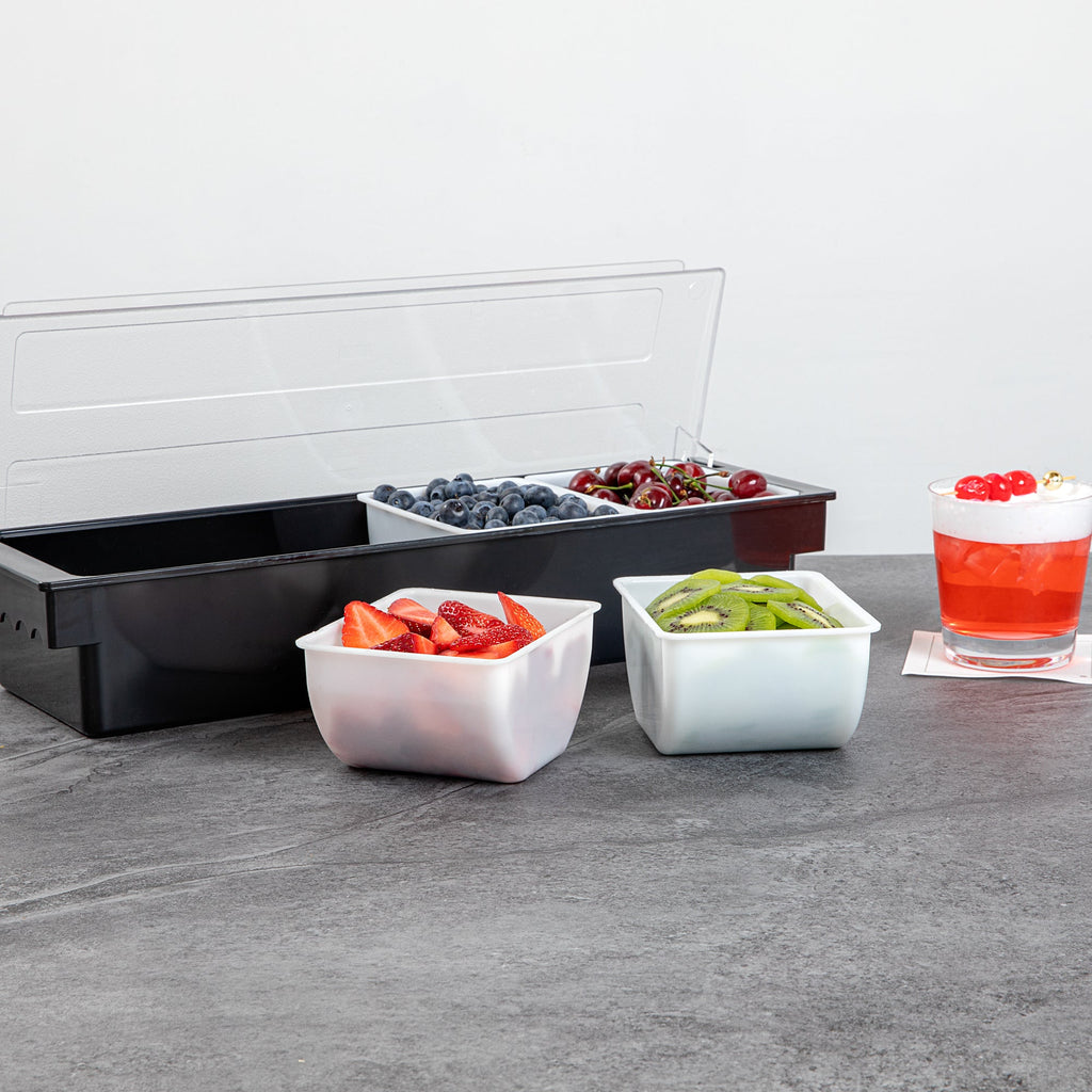 Bar Lux 1.5 Pint White Plastic Insert - Fits 4-Compartment Condiment Caddy - 1 count box