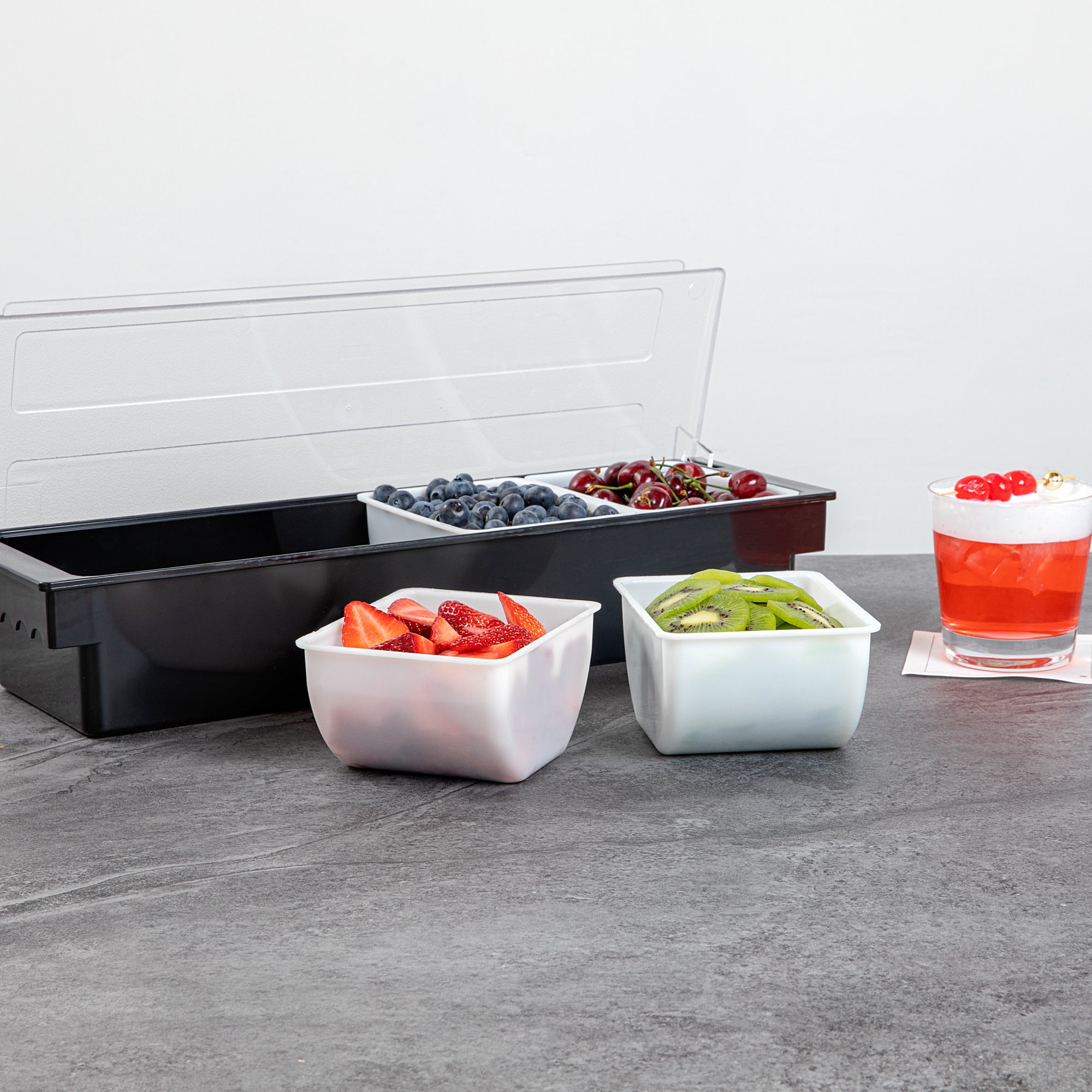Bar Lux 1.5 Pint White Plastic Insert - Fits 4-Compartment Condiment Caddy - 1 count box