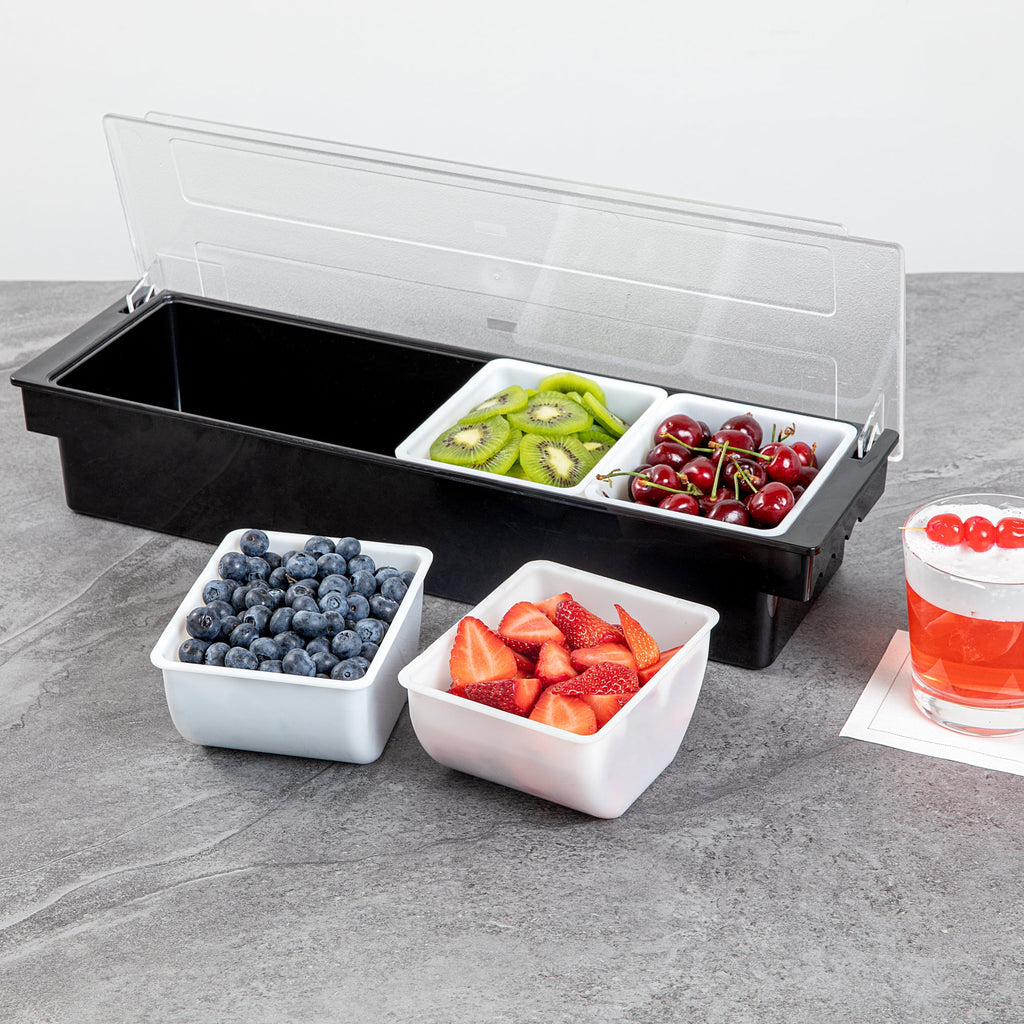 Bar Lux 1.5 Pint White Plastic Insert - Fits 4-Compartment Condiment Caddy - 4 count box