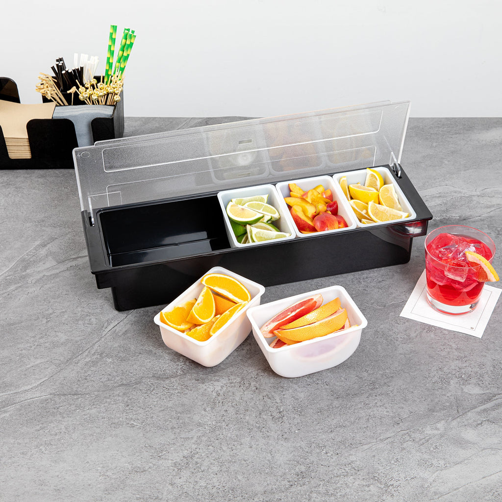 Bar Lux 1.25 Pint White Plastic Insert - Fits 5-Compartment Condiment Caddy - 1 count box
