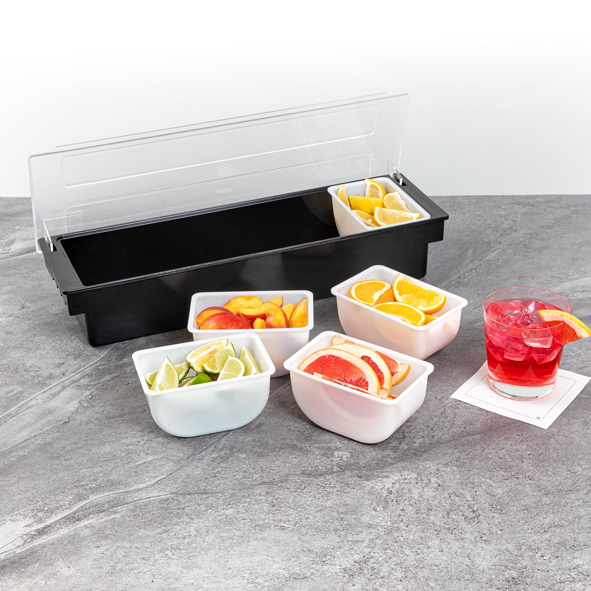 Bar Lux 1.25 Pint White Plastic Insert - Fits 5-Compartment Condiment Caddy - 1 count box