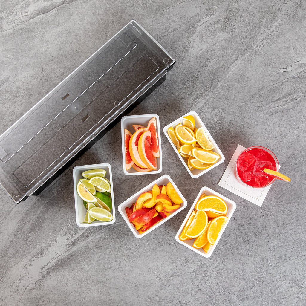 Bar Lux 1.25 Pint White Plastic Insert - Fits 5-Compartment Condiment Caddy - 1 count box