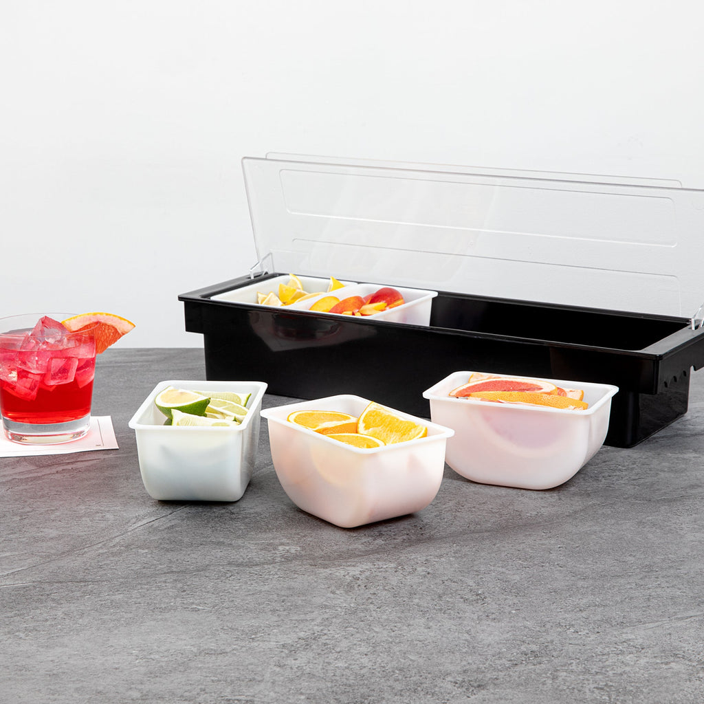 Bar Lux 1.25 Pint White Plastic Insert - Fits 5-Compartment Condiment Caddy - 5 count box