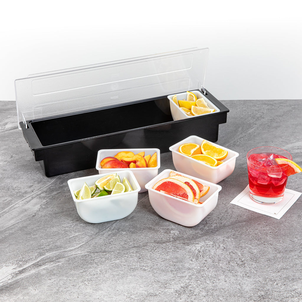 Bar Lux 1.25 Pint White Plastic Insert - Fits 5-Compartment Condiment Caddy - 5 count box