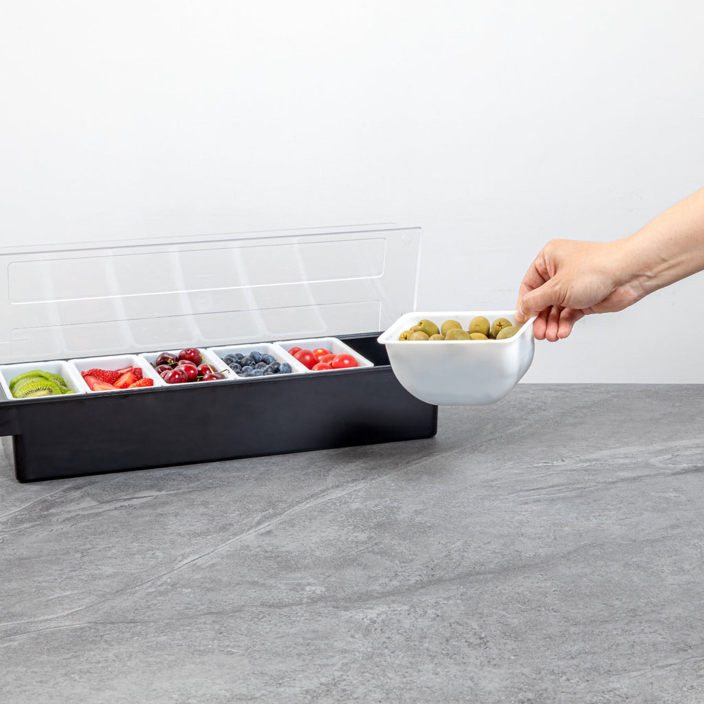 Bar Lux 1 Pint White Plastic Insert - Fits 6-Compartment Condiment Caddy - 1 count box