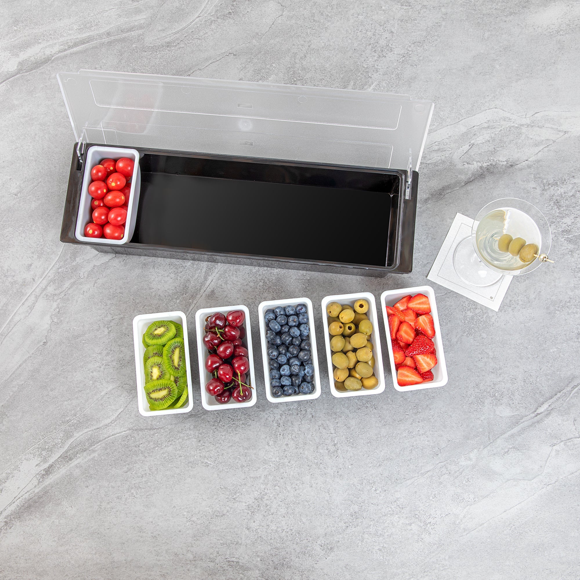 Bar Lux 1 Pint White Plastic Insert - Fits 6-Compartment Condiment Caddy - 1 count box