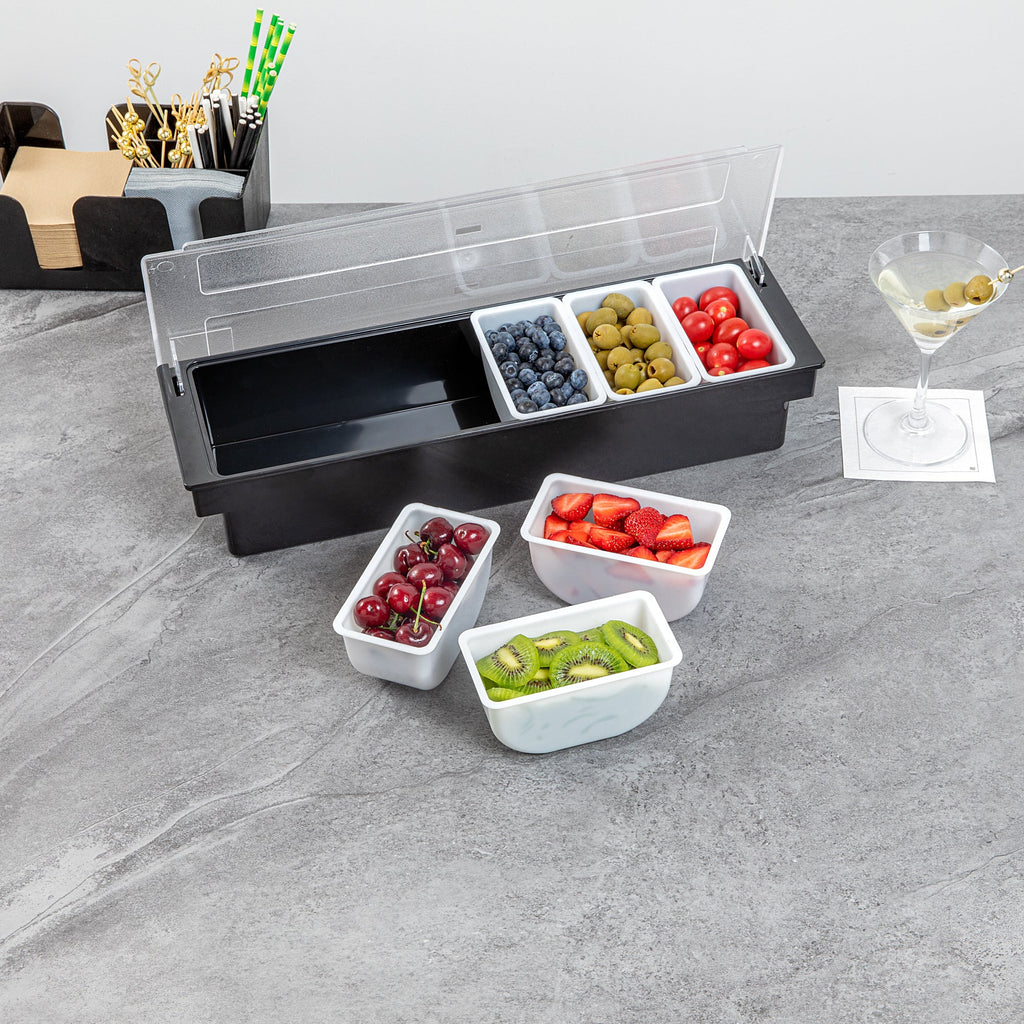 Bar Lux 1 Pint White Plastic Insert - Fits 6-Compartment Condiment Caddy - 1 count box