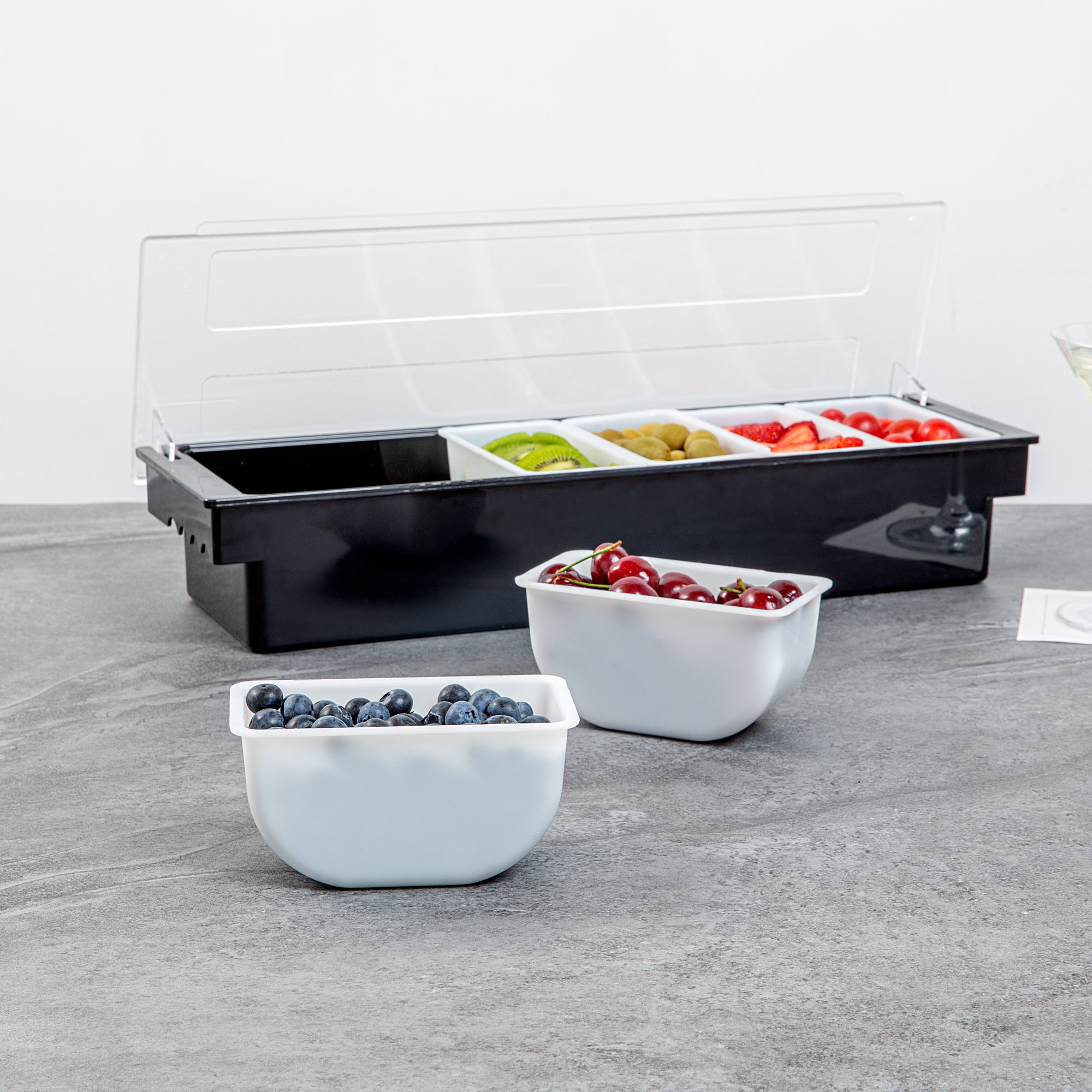 Bar Lux 1 Pint White Plastic Insert - Fits 6-Compartment Condiment Caddy - 6 count box