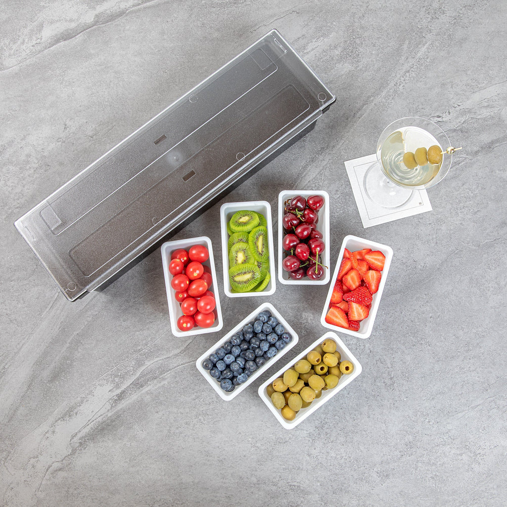 Bar Lux 1 Pint White Plastic Insert - Fits 6-Compartment Condiment Caddy - 6 count box
