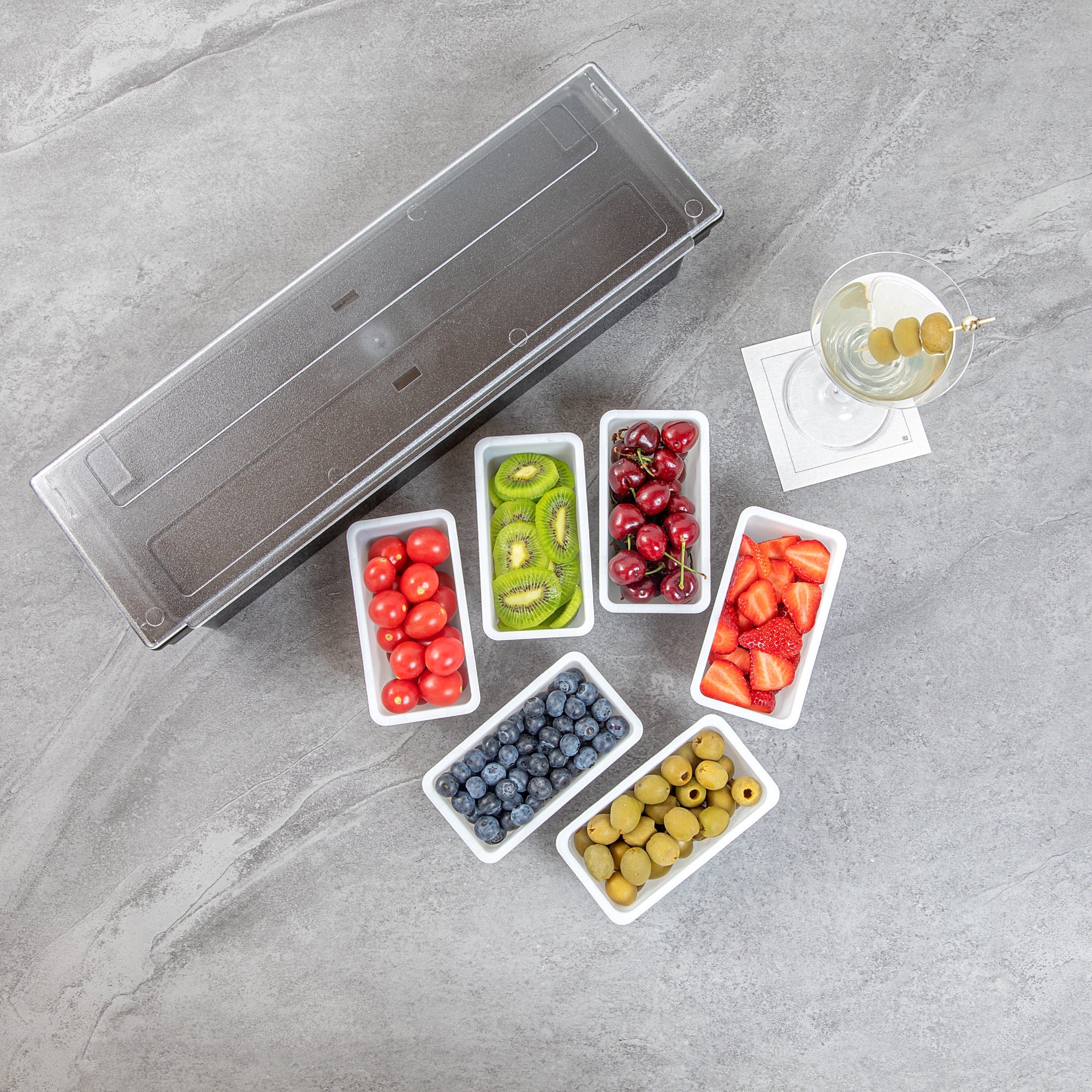 Bar Lux 1 Pint White Plastic Insert - Fits 6-Compartment Condiment Caddy - 6 count box