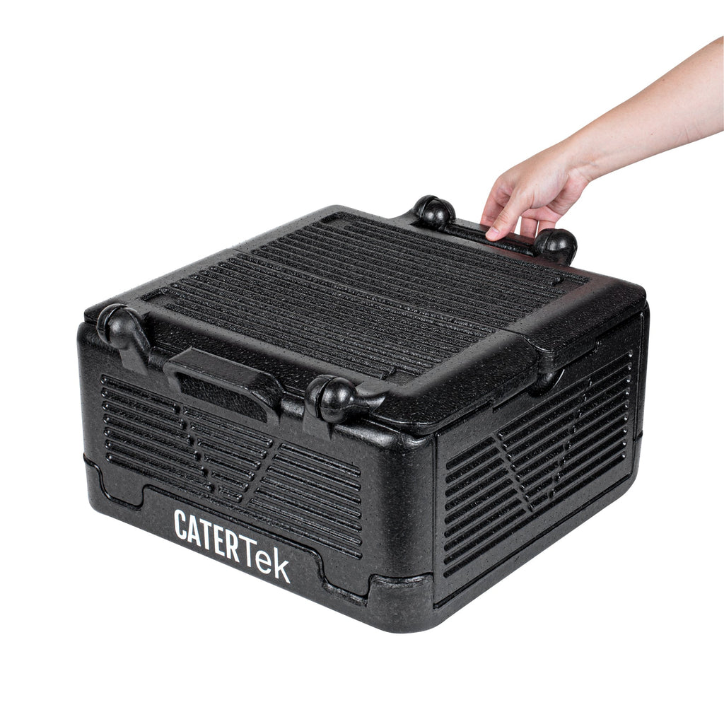 Cater Tek Black EPP Food Pan Carrier - Insulated, Top Loading, Collapsible - 16 3/4" x 16 3/4" x 9" - 1 count box