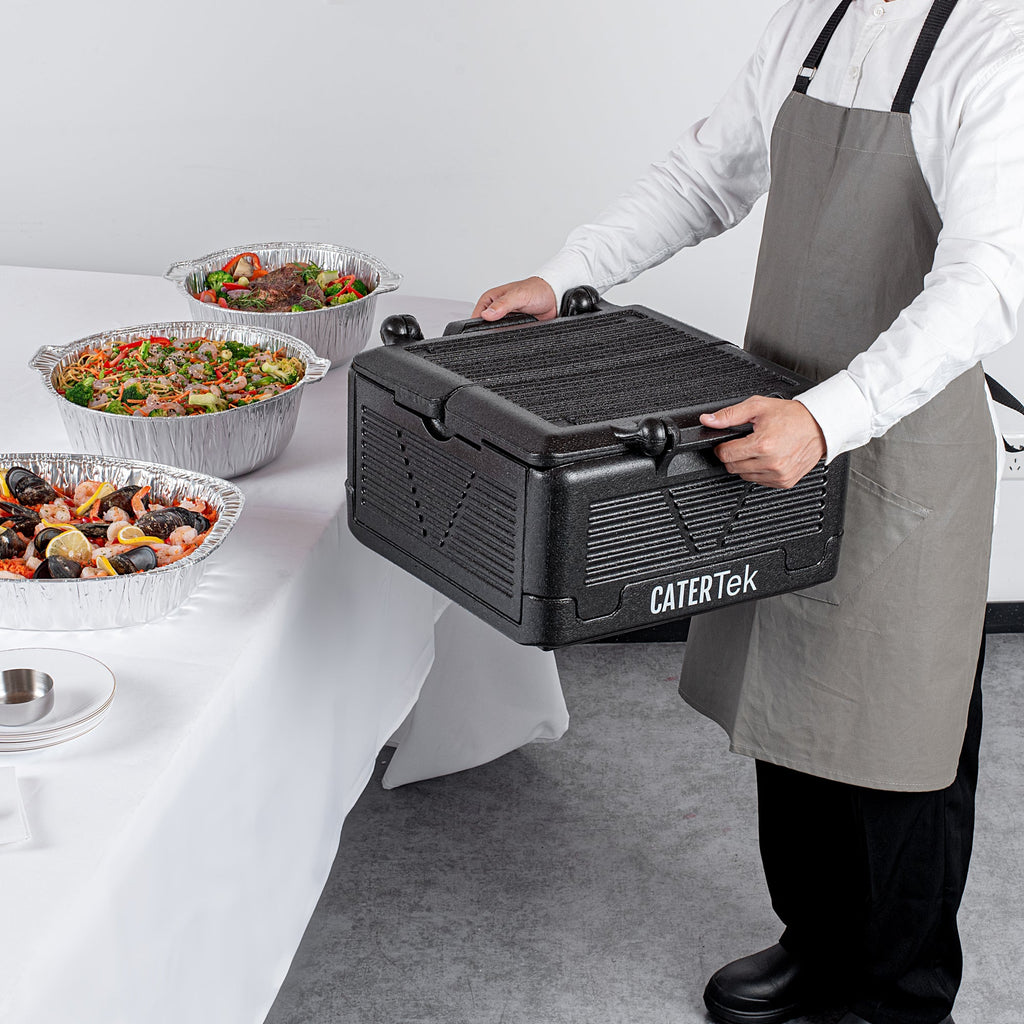 Cater Tek Black EPP Food Pan Carrier - Insulated, Top Loading, Collapsible - 16 3/4" x 16 3/4" x 9" - 1 count box