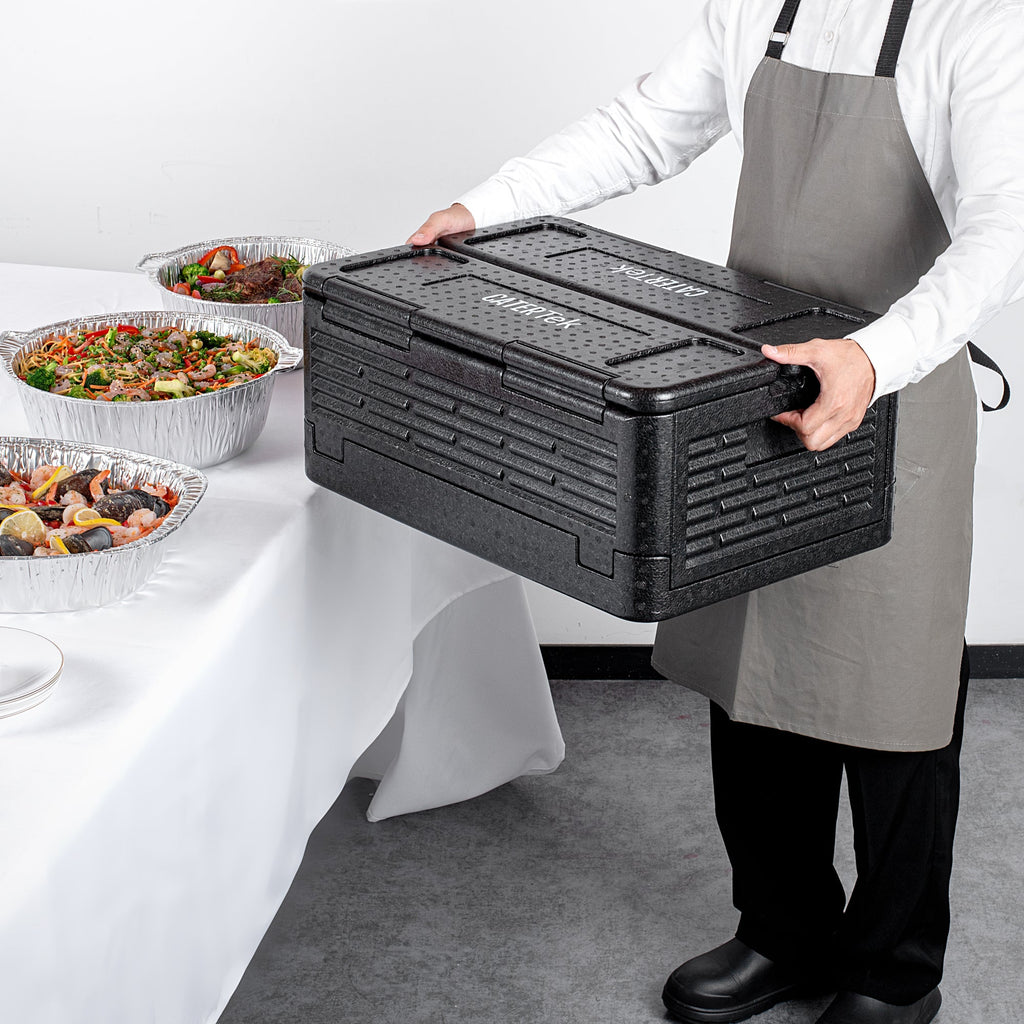 Cater Tek Black EPP Food Pan Carrier - Insulated, Top Loading, Collapsible - 23 1/2" x 16 1/4" x 10 1/4" - 1 count box