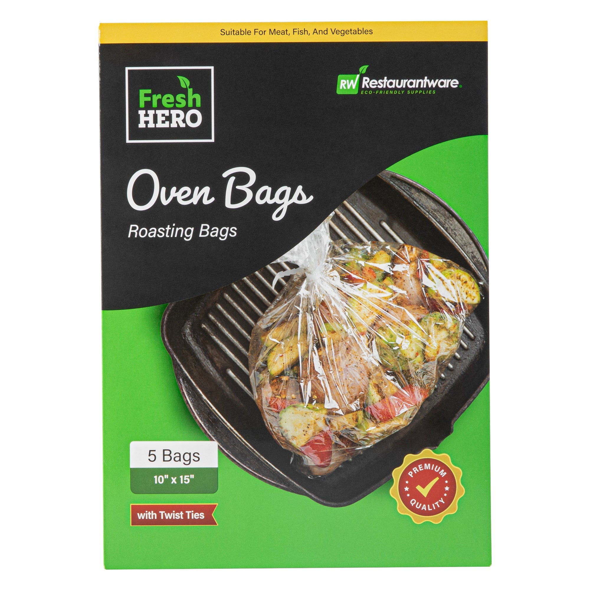 Fresh Hero Clear Plastic Oven Bag - with Ties, BPA-Free - 10" x 15" - 200 count box