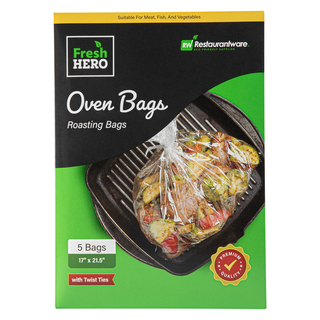 Fresh Hero Clear Plastic Oven Bag - with Ties, BPA-Free - 17" x 21 1/2" - 200 count box