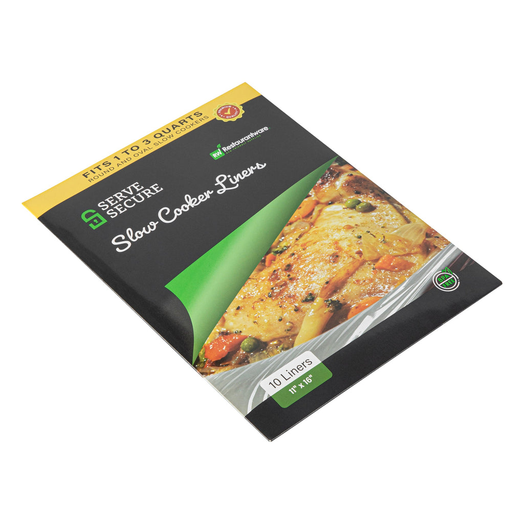 Serve Secure Clear Plastic Liner - Fits 1 To 3 Qt Slow Cooker, BPA-Free - 11" x 16" - 10 count box