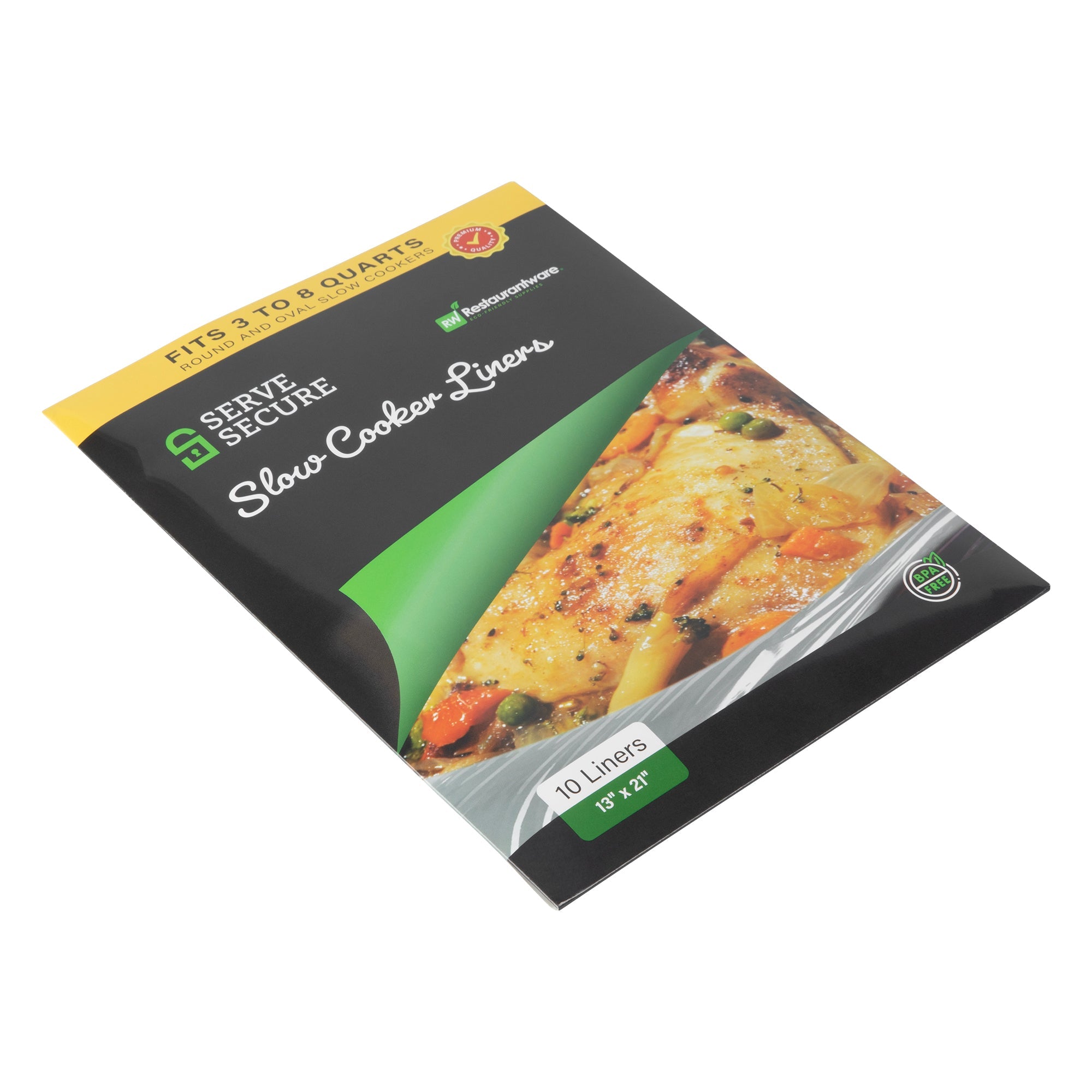 Serve Secure Clear Plastic Liner - Fits 3 To 8 Qt Slow Cooker, BPA-Free - 13" x 21" - 10 count box