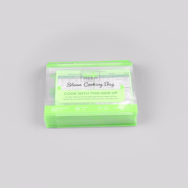 Fresh Hero Green Plastic Steam Bag - Microwave-Safe, BPA-Free - 7 1/2" x 7 1/2" - 25 count box