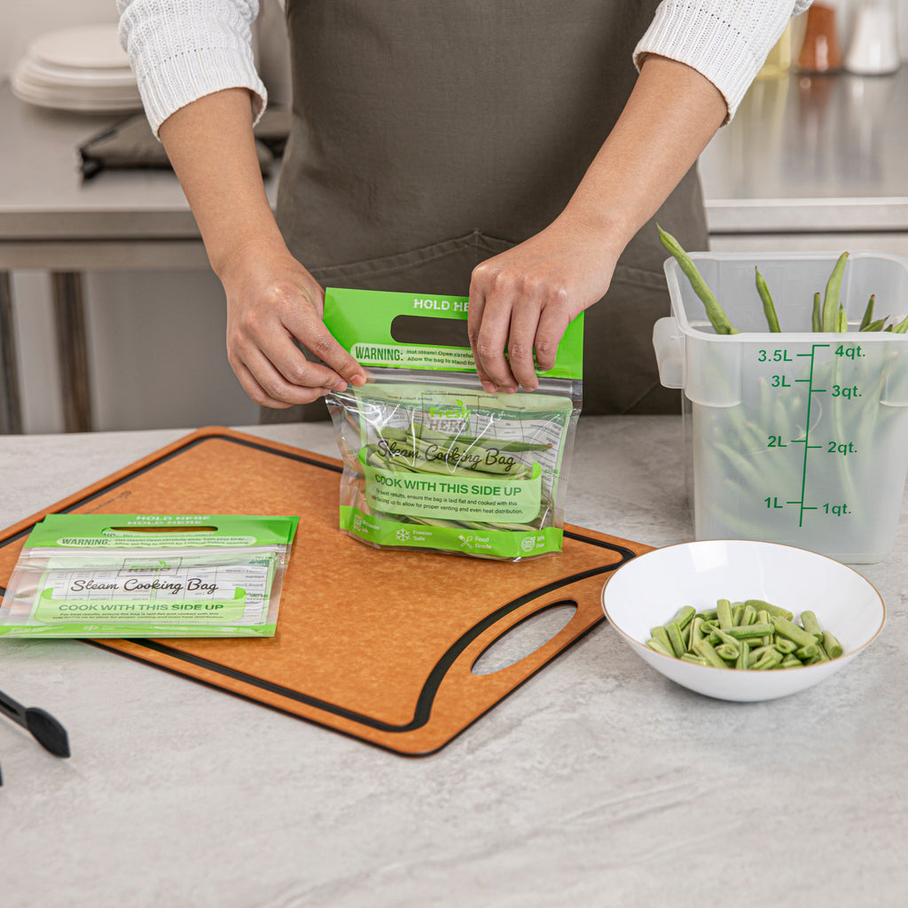 Fresh Hero Green Plastic Steam Bag - Microwave-Safe, BPA-Free - 7 1/2" x 7 1/2" - 25 count box